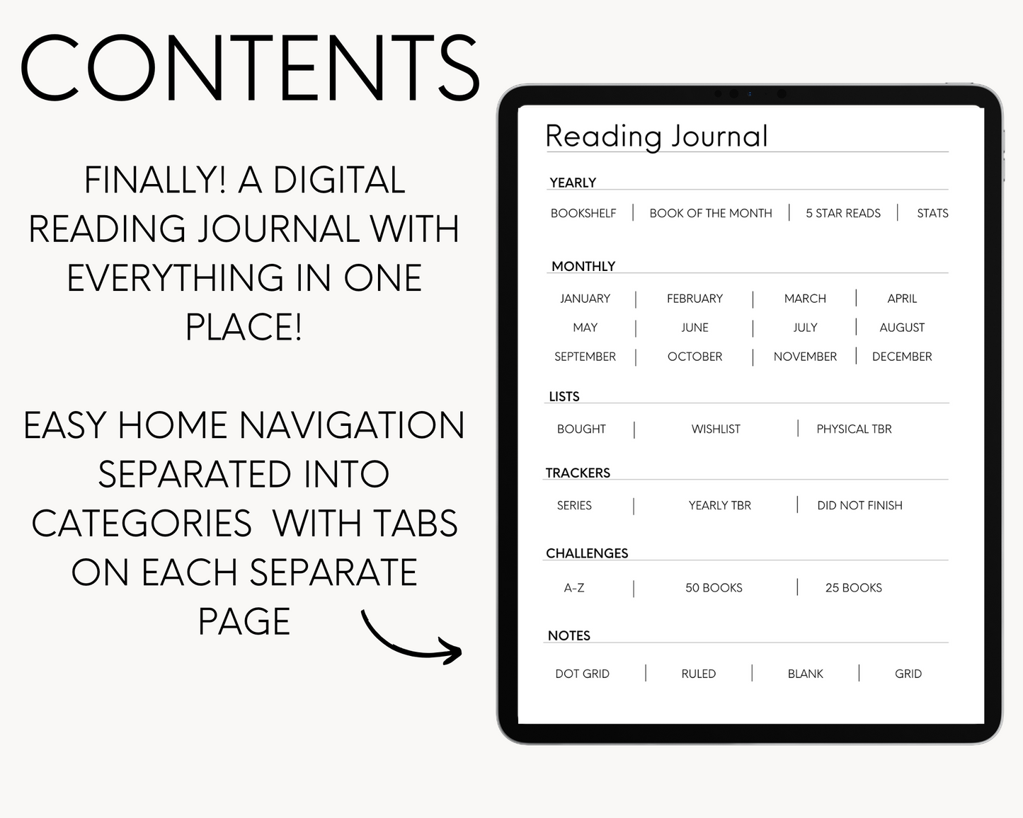 The Ultimate Undated Yearly Digital Reading Journal (150 Linked Book Reviews)