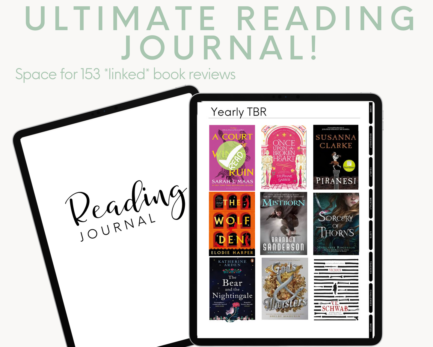 The Ultimate Undated Yearly Digital Reading Journal (150 Linked Book Reviews)