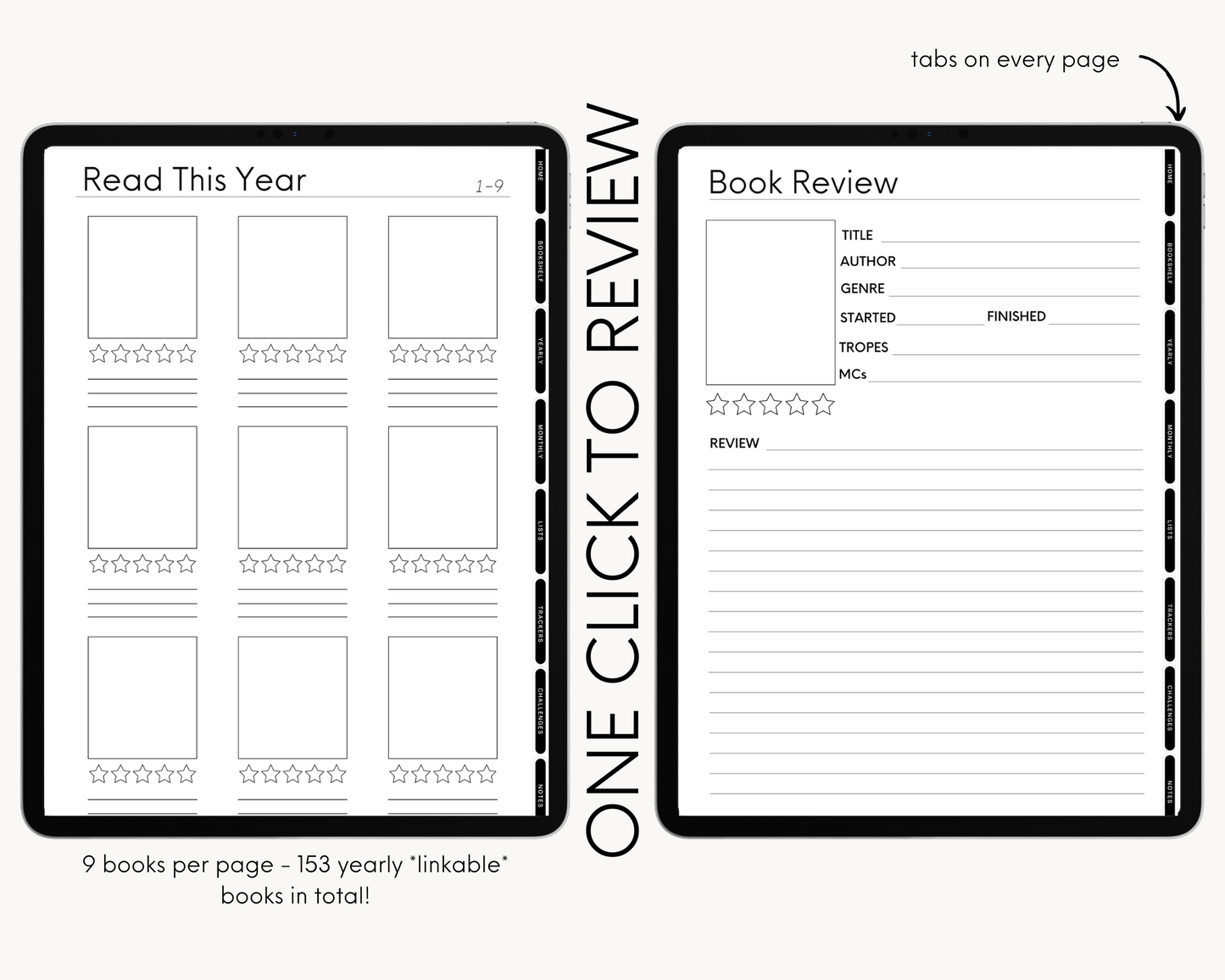 The Ultimate Undated Yearly Digital Reading Journal (150 Linked Book Reviews)