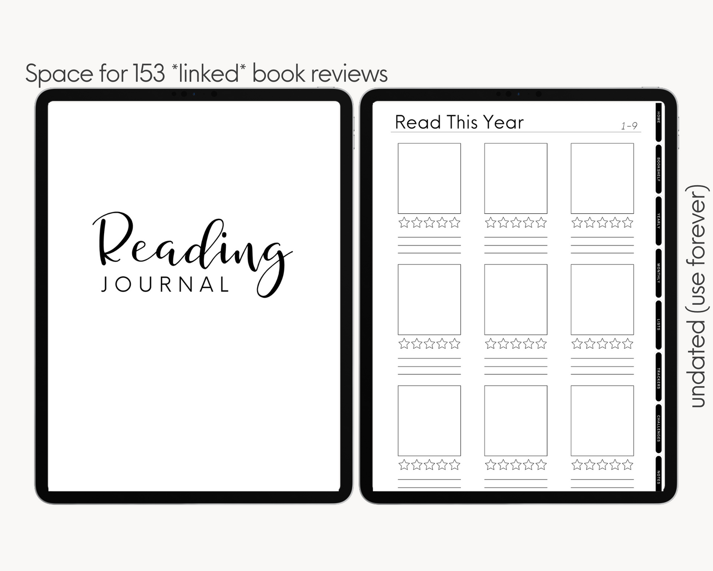 The Ultimate Undated Yearly Digital Reading Journal (150 Linked Book Reviews)