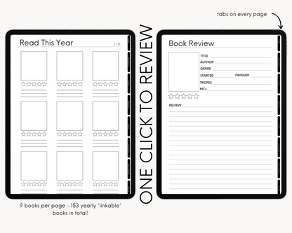 The Ultimate Undated Yearly Digital Reading Journal (150 Linked Book Reviews)