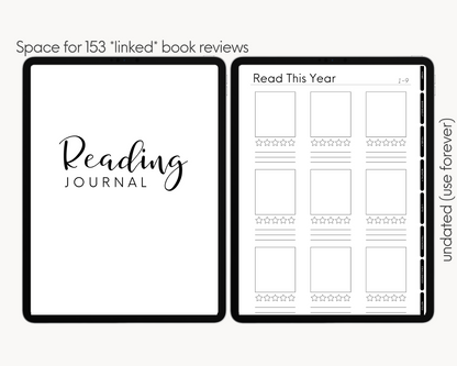 The Ultimate Undated Yearly Digital Reading Journal (150 Linked Book Reviews)